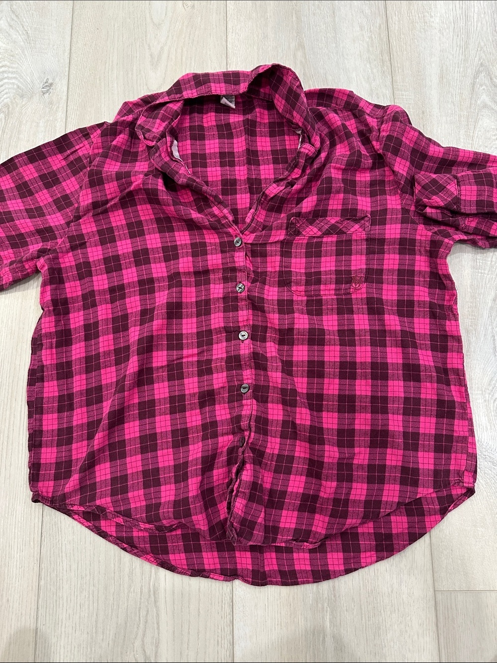 Victoria’s Secret Pink Plaid Flannel Boyfriend Shirt